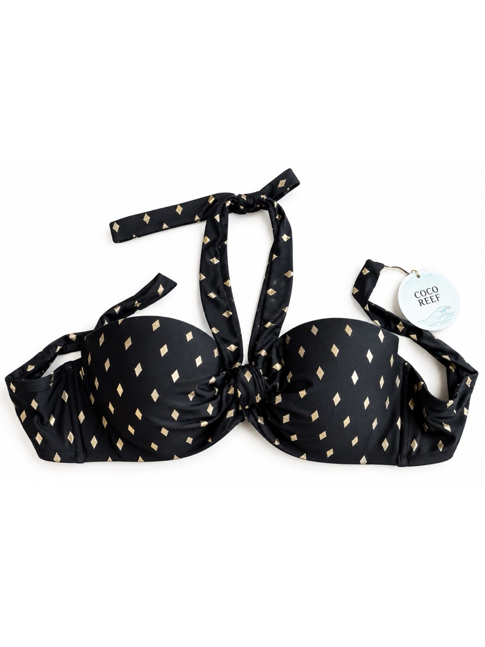 Coco Reef Convertible Underwire Bikini Top Black Gold 36/38C NWT
